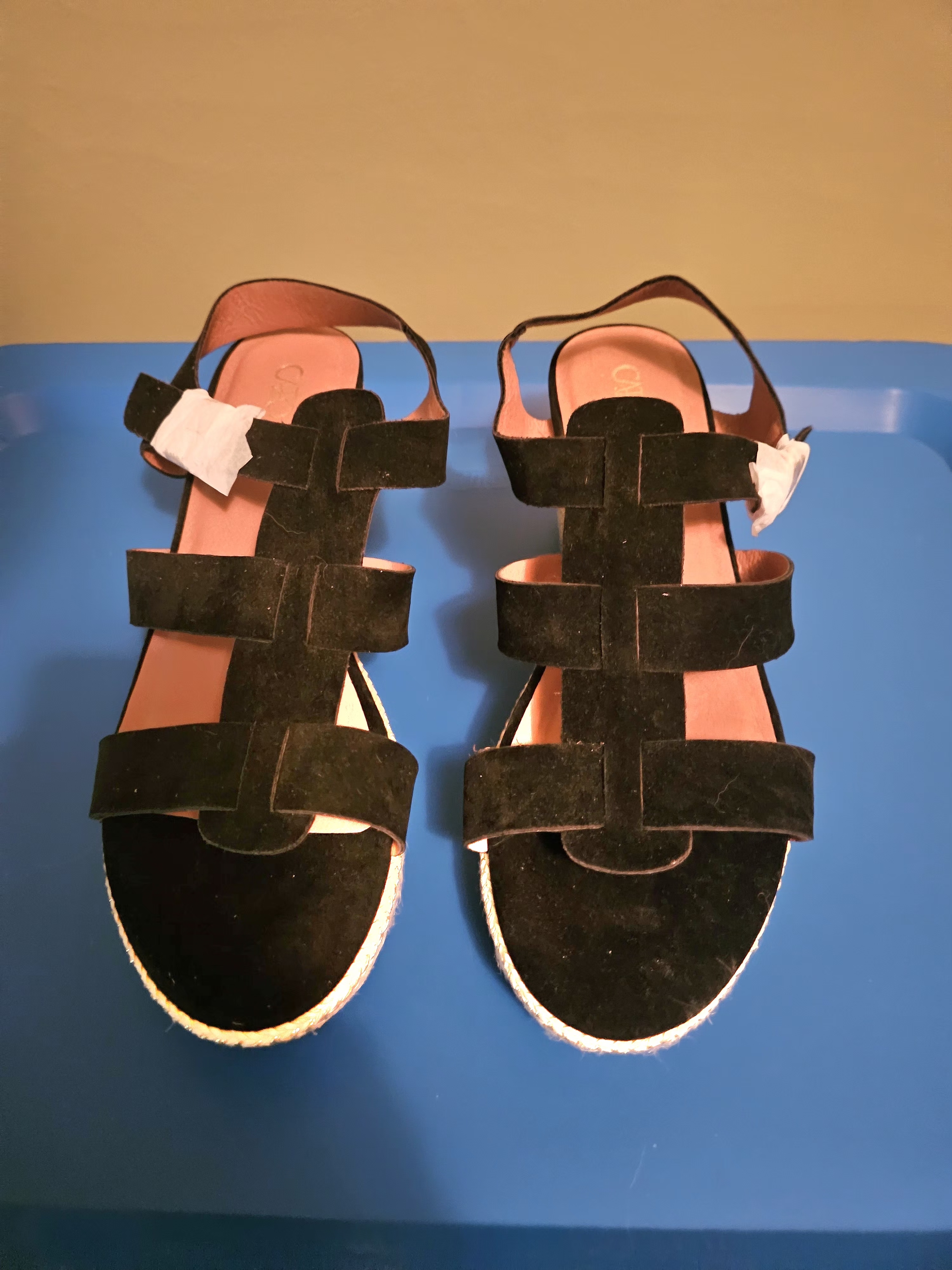 Black Suede Strappy Sandals - Women